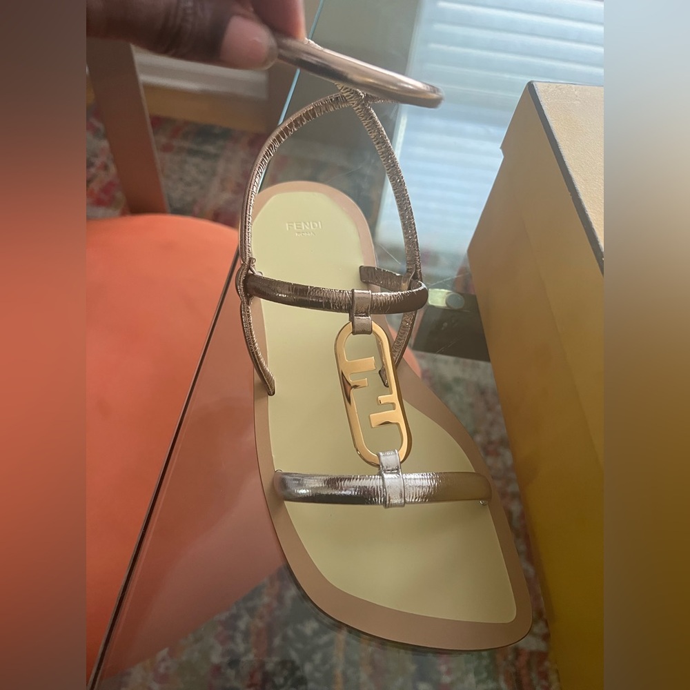 Fendi Metallic Gold Sandals